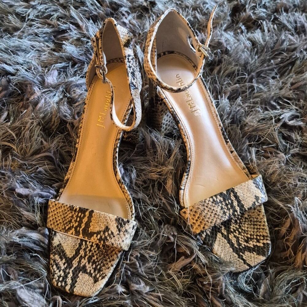 J. McLaughlin Esme Brown/Tan Snakeskin Embossed Leather Sandals